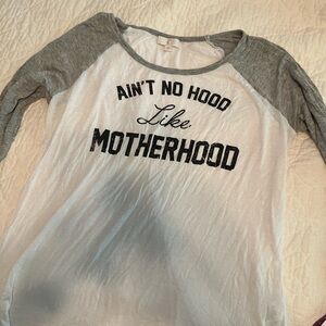 Gray and White Graphic Women's Top